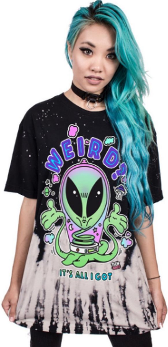 Weird Alien Shirt | Graffiti | Skater | Emo | Alternatief | Feestje | Gothic | Rock | Uniek | Trendy | Hot | Unisex Maat L/XL